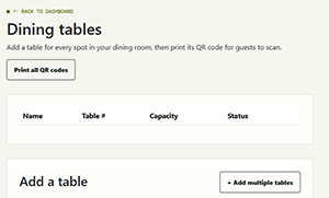 Screenshot: adding tables